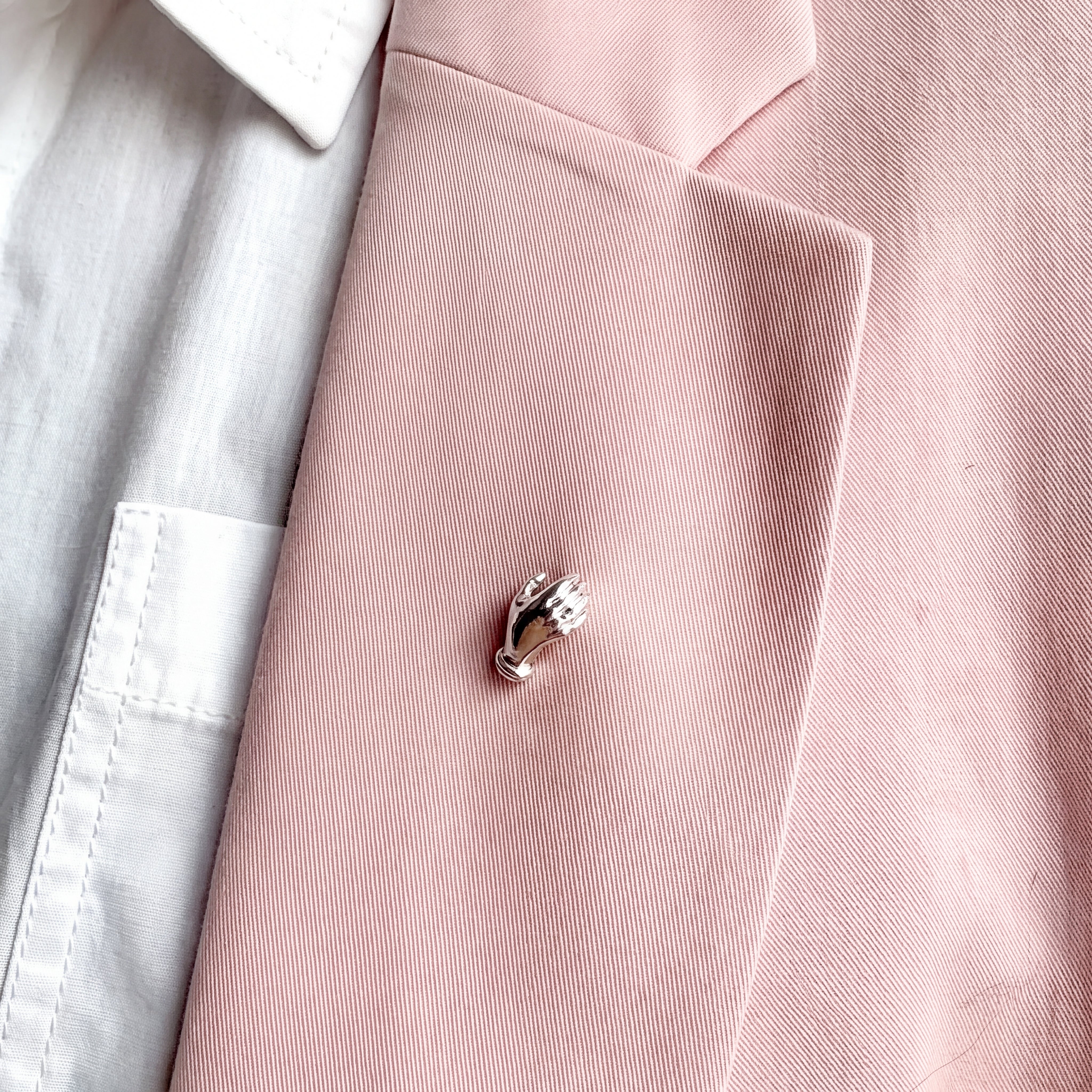 Flower Holding Hand Pin Brooch